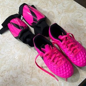 Soccer cleats with matching shin guards